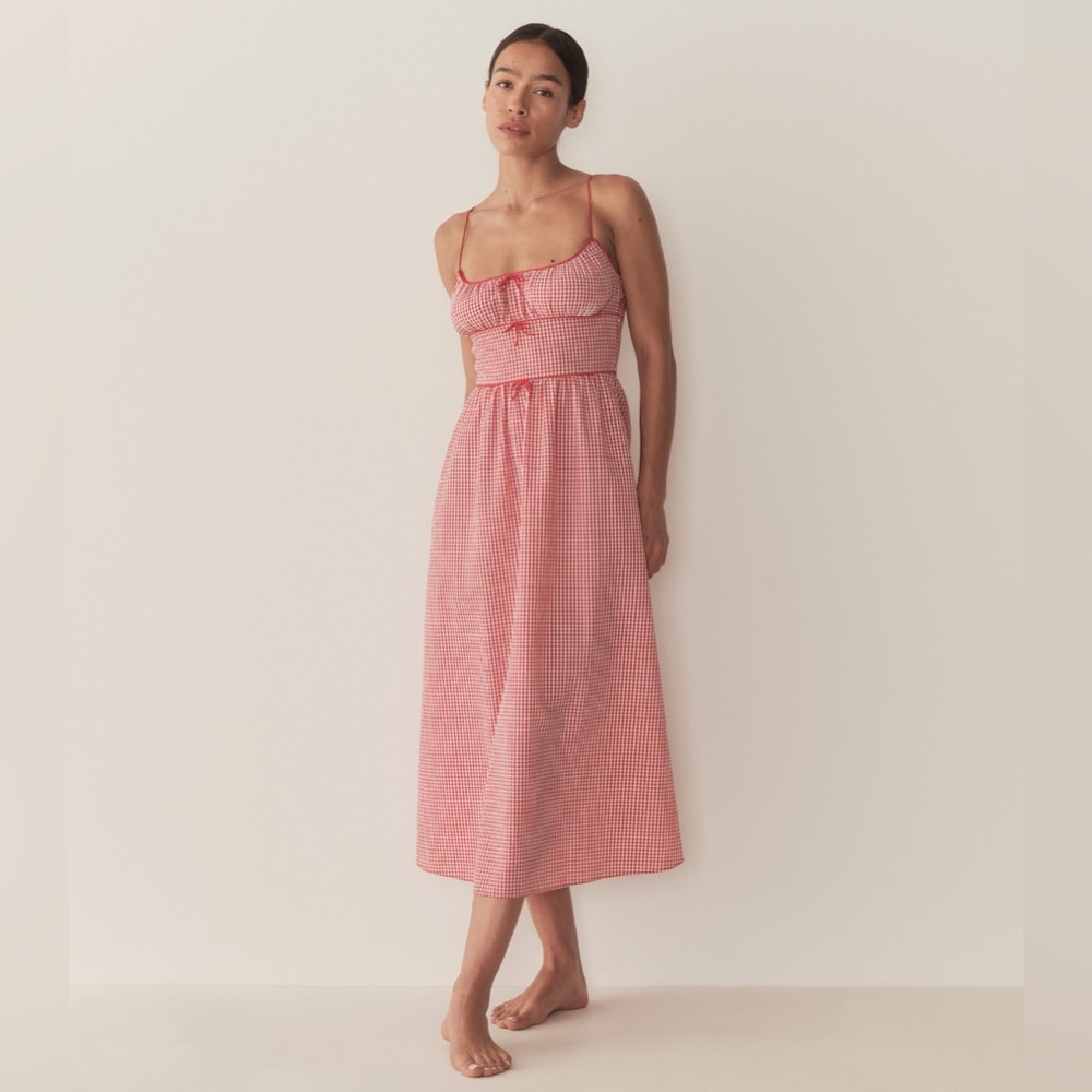 NWT Doen Belline Gingham Check Midi Dress, size Medium